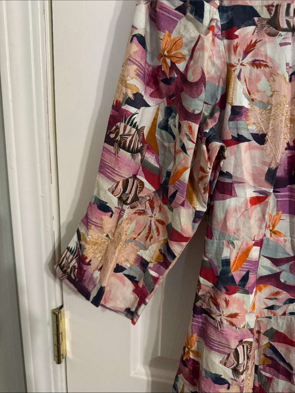 Chuf Floral Button-Front Maxi Dress in Cream with Pink & Purple Accents - Picture 4 of 9